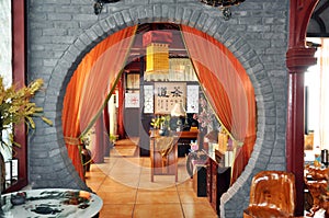Interior of chinese tea restaurant