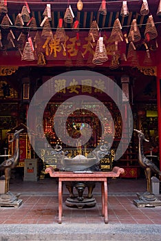 Interior of Chinese temple in Vietnam