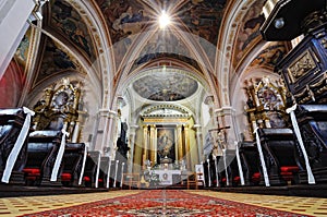 Interior of the church of the Assumption in Banska Stiavnica