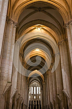 Interior of church, Batalha Dominican medieval monastery, Portugal