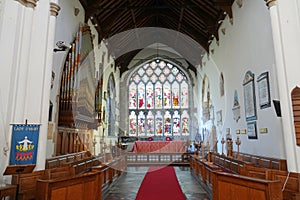 Interior of church in English town