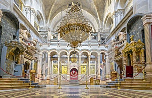 Interior of the church of the Holy sepulcher in Jerusalem