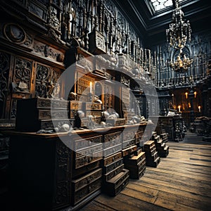 interior of the church of the holy sepulcher, quality wooden furniture,
