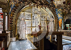 Interior of Church of the Holy Sepulchre in the Old City of Jerusalem in Israel