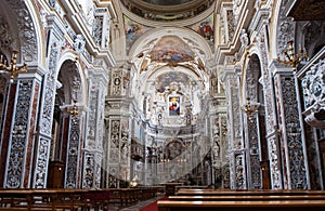 Interior of church La chiesa del Gesu or Casa Professa in Palermo, Sicily