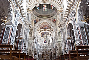Interior of church La chiesa del Gesu or Casa Professa in Palermo, Sicily