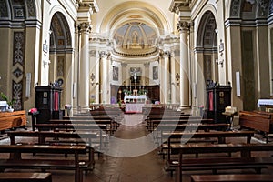 interior of a church with little light