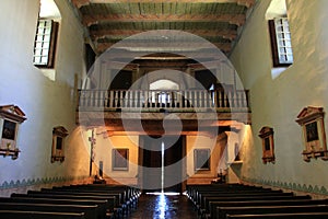 Interior of the church of the Mission Basilica San Diego de Alcala, founded in 1769, San Diego, CA, USA