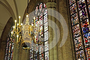 Interior of church Nieuwe Kerk in Delft, Netherlands