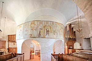 Interior of the church Osterlars Kirke on Bornholm