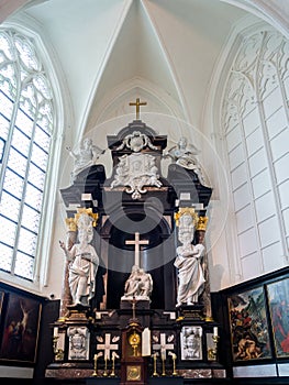 Interior of Church of our Lady, Onze-Lieve-Vrouwekerk, in Bruges,  Belgium
