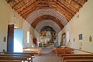 The Interior of Church of San Pedro de Atacama, a Historic Church in El Loa Province of Northern Chile