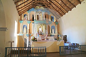 Interior of Church of San Pedro de Atacama, a Historical Monument in El Loa Province of Northern Chile