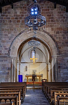 Interior of the church of Santa Maria de la Oliva in Villaviciosa, Asturias.