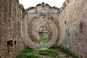 The interior of the Church of Santa Maria di Mirteto in the abandoned monastic village in the Pisan mountains above Asciano
