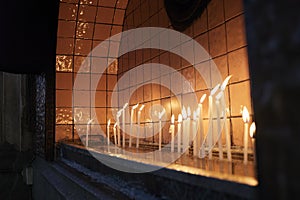 Candles in the church of St. Anthony of Padua in Beyoglu district on Istiklal street photo
