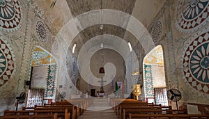 Interior of the Church in Uayma mayan town, Yucatan, Mexico