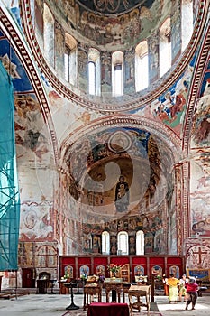 The interior of church of Virgin Mary the Blessed of Gelati monastery in Georgia