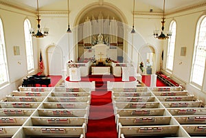 Interior of the Classic Greenfield Hill Congregational Church, Connecticut
