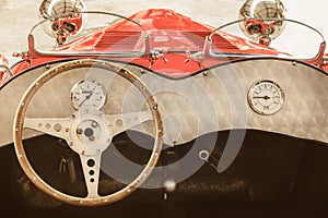 Interior of a classic kit car convertible