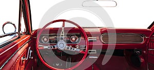 Interior of classic retro convertible on a white background
