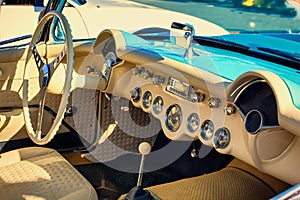 Interior of a classic vintage car