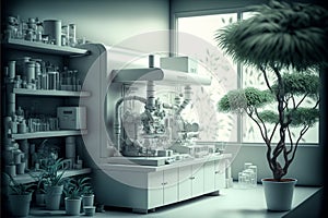 Interior of clean modern white laboratory background. equipment and supplies, equiLaboratory concept