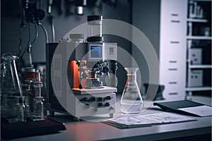 Interior of clean modern white laboratory background. equipment and supplies, equiLaboratory concept