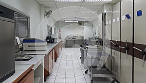 Interior of clean  white  research laboratory background in factory