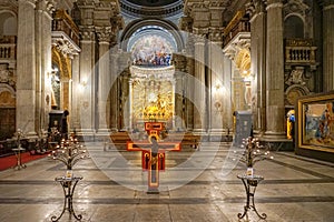 interior of the cloisters facing the altar of the church of santa maria in Capitelli in the italian city of rome.