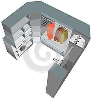 interior closet cutaway illustration wardrobe room