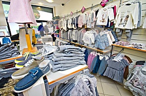 Interior of a clothing store for children