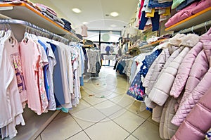 Interior of a clothing store for children