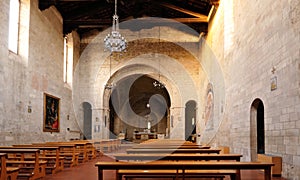 Interior of Collegiata di Sant'Agata church in Asciano (Siena) photo