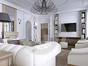 Interior of comfy and bright living room in classic style