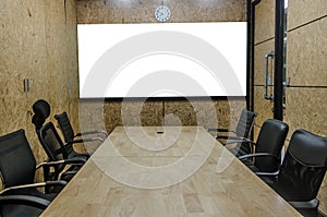 Interior conference room, empty meeting room, boardroom, Classroom, Office, with white projector board..