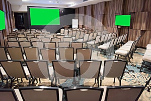 Interior conference room, meeting room, boardroom, Classroom, Office, with green projector board