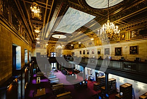 The interior of the Connecticut State Library, in Hartford, Conn
