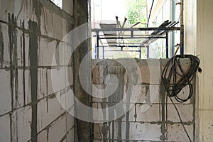 interior construction build industry and cement wall