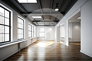 interior of contemporary empty office space, generative AI