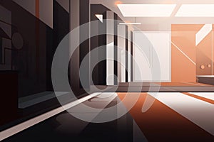Interior of a corridor, 3d render, toned image. Generative AI