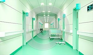 Interior corridor of a hospital