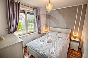 Interior of a country home bedroom.