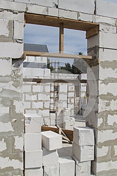 interior of a country house under construction. Site on which th