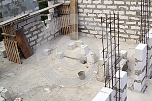 interior of a country house under construction. Site on which th