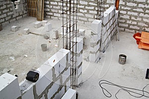 interior of a country house under construction. Site on which th