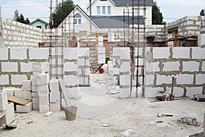 interior of a country house under construction. Site on which th