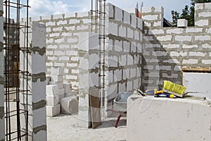 interior of a country house under construction. Site on which th