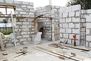 interior of a country house under construction. Site on which th