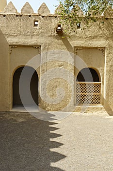 Interior courtyard of the Al Jahili Fort in Al Ain, Abu Dhabi, United Arab Emirates